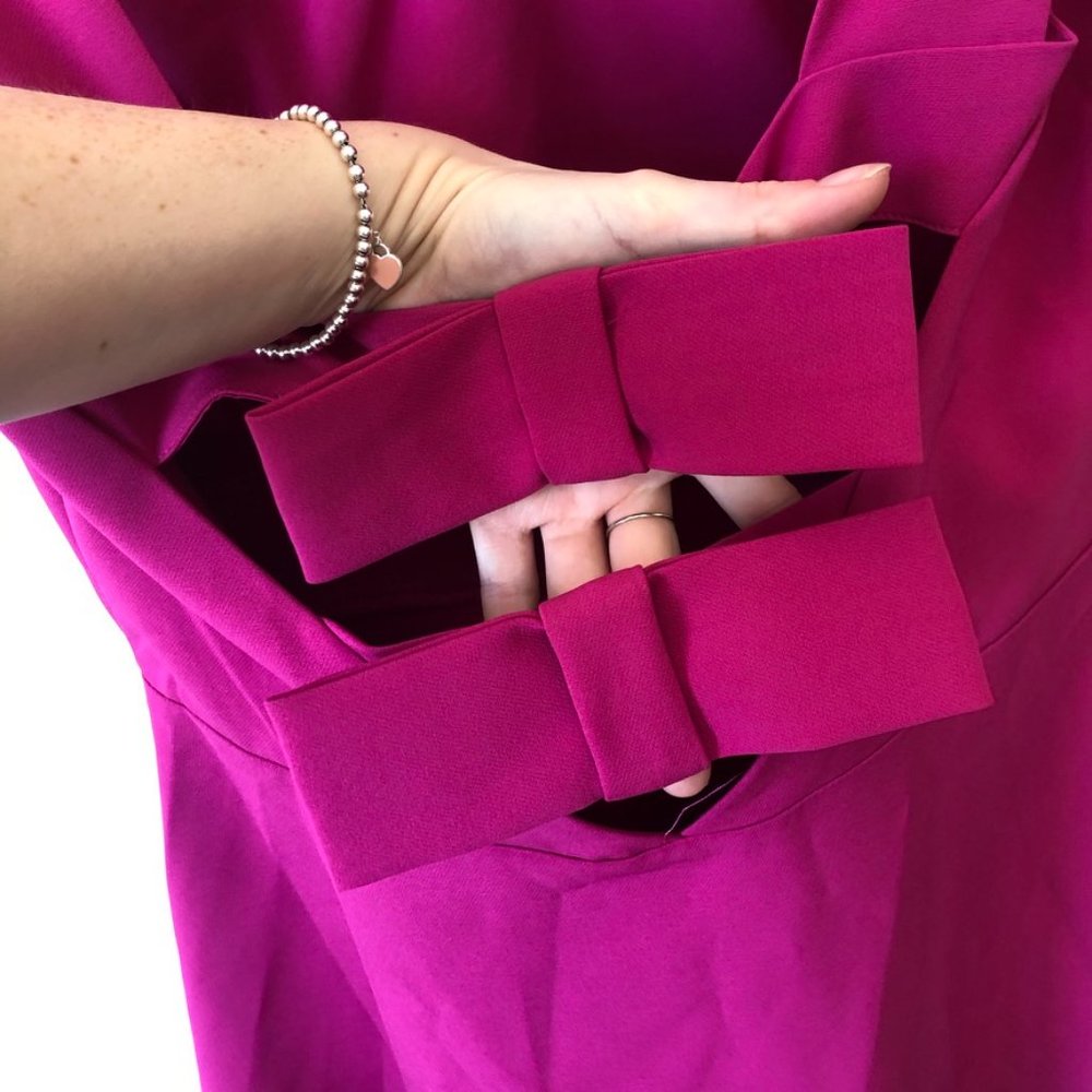 Dynamite Pink Cutout Bow Back Dress Sz Large - Picture 7 of 10